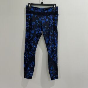 Lululemon Inspire‎ Tight II Full-On Luxtreme Mesh Black Blue Size 6 Athletic Gym